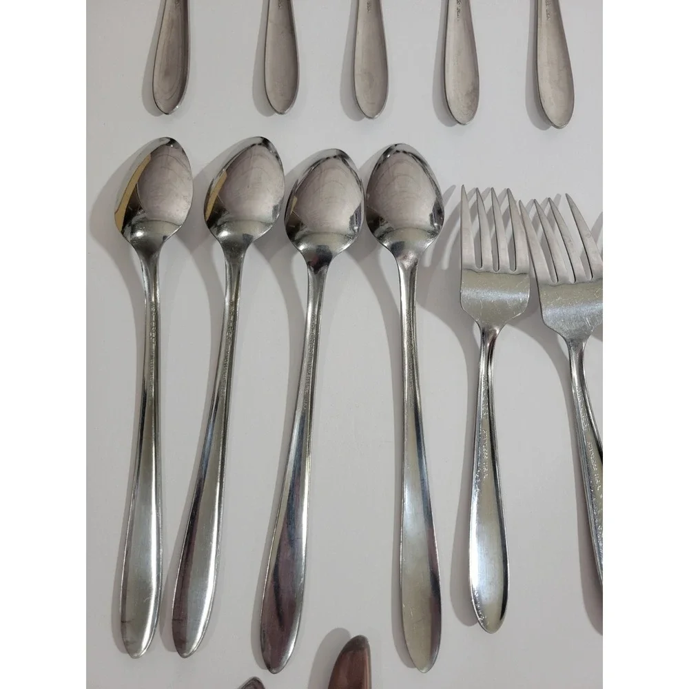 Marcrest Atomic Starburst Flatware 28 pieces Stainless Silver Incomplete